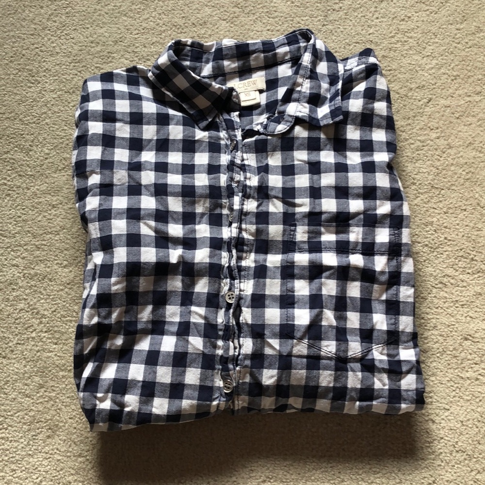 J crew gingham button up